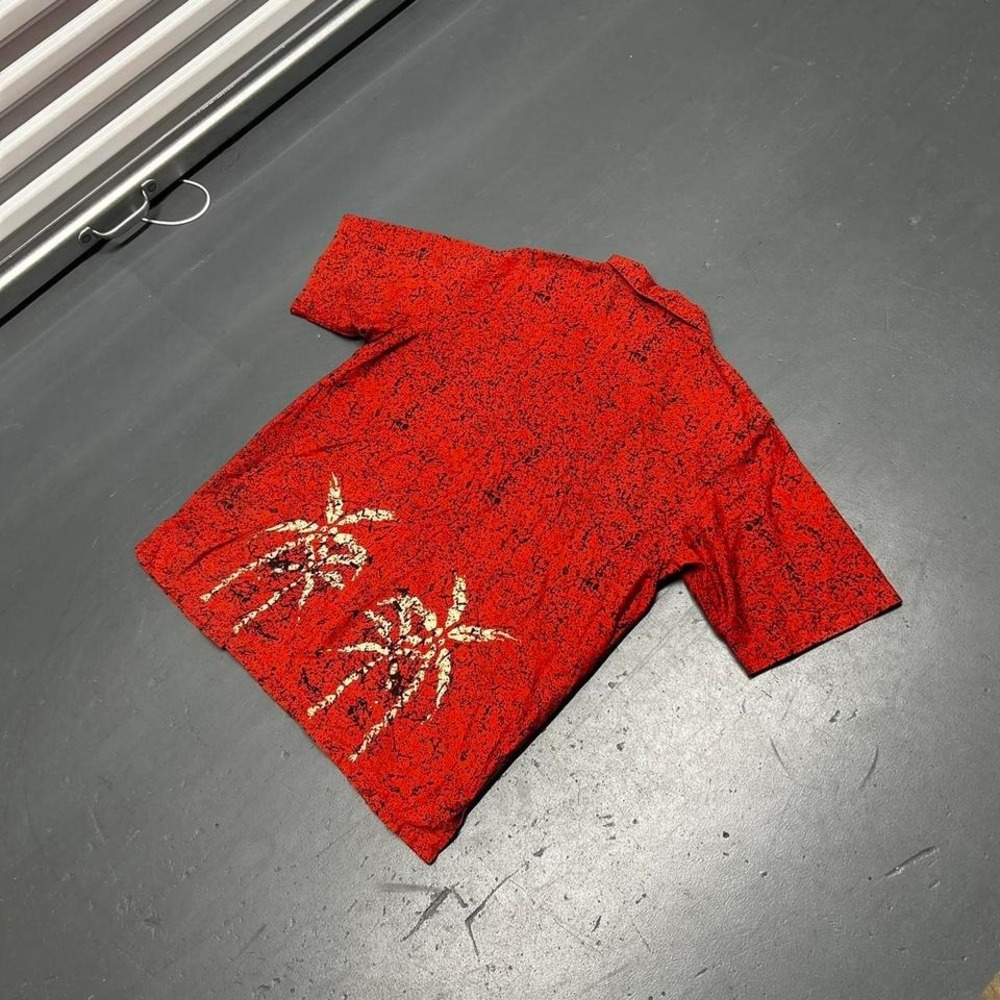 Vintage Y2K red/burnt orange skater surf style button up Hawaiian shirt - Picture 2 of 4